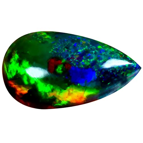 Opale noire naturelle 5.88 ct pierre précieuse éthiopienne poire cabochon 18x12 mm