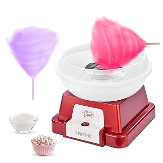 Mini Commercial Candy Cotton Candy Machine for Kids Electric Floss Maker with Cart Stainless Steel Sugar Spoon with Fuse, Big Drawer Pink for Various Parties, Red
