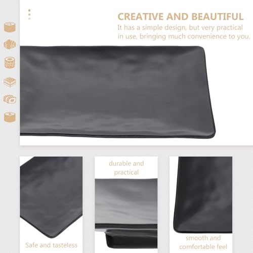 Plato rectangular reusable negro 2 piezas para sushi miniatura 5