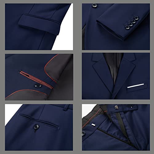 Mrkotyin Mens Suits Slim Fit 2 Piece Two Button Suit Single Breasted Tuxedo For Men Wedding Casual Business Jacket Pants With Tie Xxl Navy #TOP5