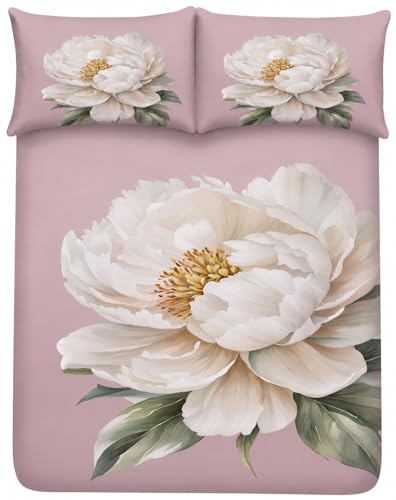 Image of 7D Digital Printed King Size Bedsheet | 240TC Premium Cotton Feel Microfiber with 2 Pillow Covers | Soft Breathable & Wrinkle Free Bedding Set | (Peach, King Size-225x250CM)