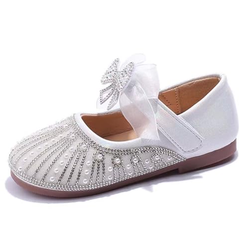 Sparkly Princess Ballet Flats with Pearls | Toddler Girl's Wedding & Party Shoes | Glitter Ankle Strap Slippers for Flower Girls