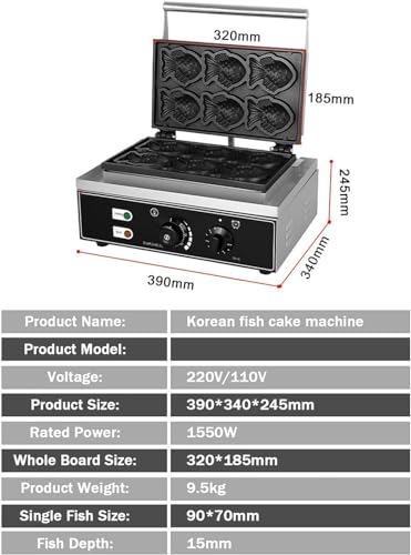 Gaufrier commercial antiadhésif en forme de poisson pour petit déjeuner croustillant