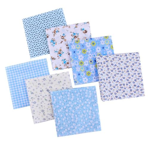 Zerodeko Tela Estampada de Algodón Azul para Manualidades y Costura, 2 Paquetes 14 Piezas Ideales para Proyectos Creativos y Patchwork