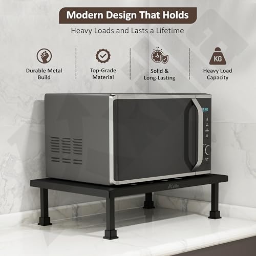 Image of Microwave Oven Stand for Kitchen Platform /Heavy Duty Metal Microwave Stand /Kitchen Countertop Storage Rack for Oven, OTG & Appliances (Black)