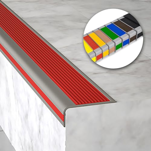 PVC Antidérapant Nez De Marche Profil D’Angle,L Profilé Protection De Bord De Marche D'escalier,Nez De Marche Profilé,intérieur Auto Adhésif Marche Bordure Bandes,Ignifuge et imperméable. (Color : Ro