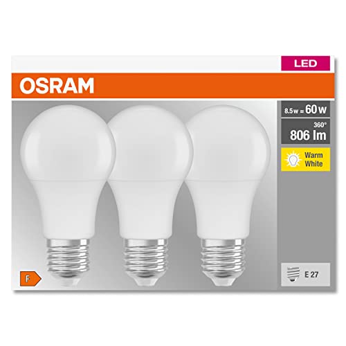 Osram LED Base Classic A, in Kolbenform mit E27-Sockel, Nicht Dimmbar, Ersetzt 60 Watt, Matt, Warmweiß - 2700 Kelvin, 10 x 3er-Pack – Ansicht 5