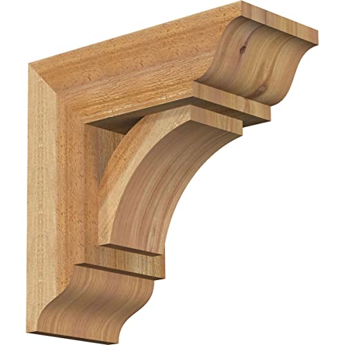 6" W x 14" D x 14" H Thorton Traditional Rough Sawn Bracket w/Offset Brace, Western Red Cedar