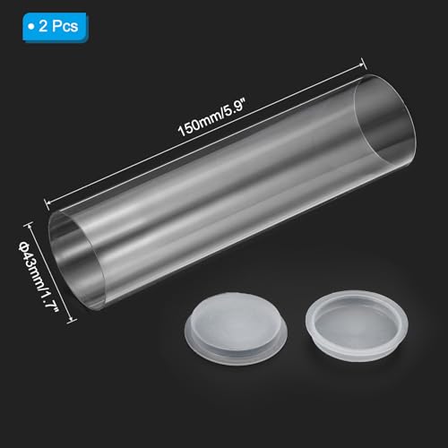 Image of PATIKIL 5.9 inch L x 1.7 inch Dia Clear Storage Tubes, 2Pcs PC Plastic Transparent Hollow Round Rigid Tube with Cap for Beads Bath Salt Container Wedding Party Favors