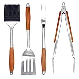 Amestar BBQ Grilling Accessories, Outdoor Grill Set with Spatula, Fork, Brush &...