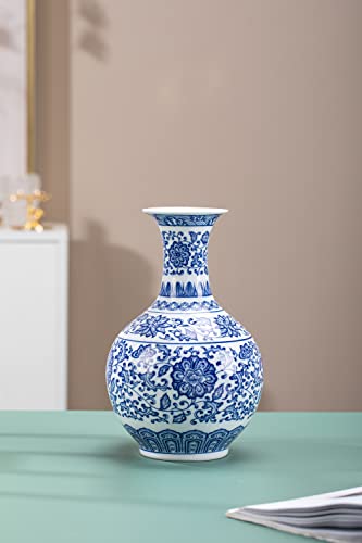Galouro Blue And White Vase, Blue Vase, Chinoiserie Vase, Blue And White Ginger Jar Vase For Home Decor, Blue And White Porcelain Decor,9½"H #TOP2
