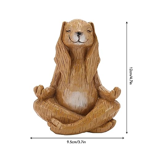 Escultura de conejo meditando de resina 4.7 pulg miniatura 6