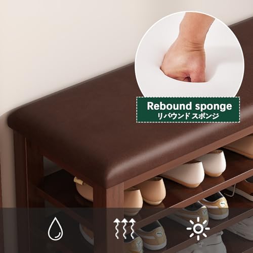 Banc à chaussures entrée 2 niveaux, petit meuble rangement d'angle compact et étagère de chambre - 5