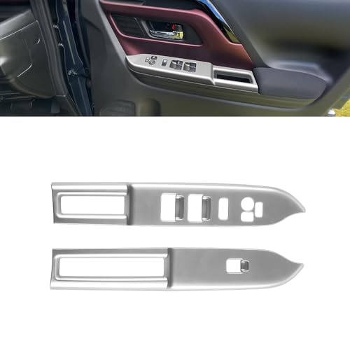 KMONDER スズキ 新型スペーシアカスタム パーツ ウインドスイッチパネル ウィンドウスイッチ べゼル カバー 2P 2カラー インテリアパネル カスタムパーツ アクセサリー ドレスアップ 内装 SPACIA CUSTOM (サテンシルバー)