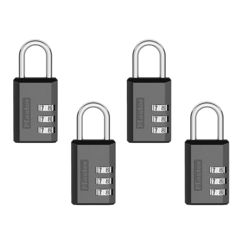 Master Lock Combination Padlock, Resettable 3-Digit Code 4-Pack 647BLKEC4
