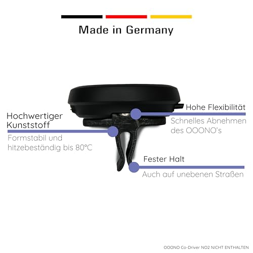 Magnetische Lüftungsgitter Halterung für OOONO CO-Driver NO2 KFZ Clip Lüftungsschlitz Halter Armaturenbrett Formstabil Lüftung Auto KFZ, schwarz