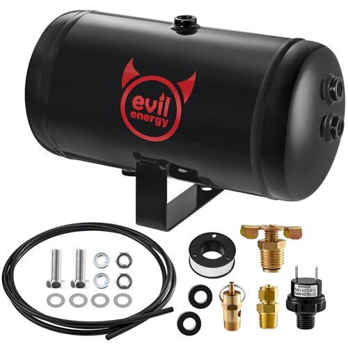 EVIL ENERGY 1 Gallon Air Tank Kit 5 Ports 1/4 NPT 150PSI Rated for Truck Car Air Horn Inflating Tires Suspension Systems Air Ride Tires Train Horn DIY Pneumatic Tools