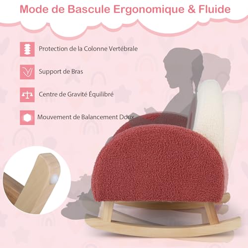 Miniatura 3 de Goplus - Silla Mecedora Infantil, Sillón De Terciopelo De Peluche Con Patas De Madera Maciza, Bonita Mecedora Acolchada Para Habitación Infantil, Sala De Juegos, Regalo Para Niños Y Niñas