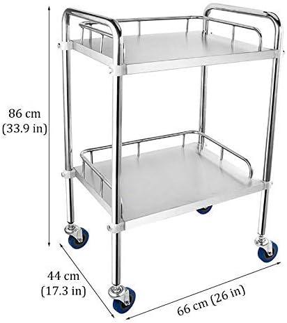 Portable Stainless Steel Beauty Salon Trolley with Lockable Wheels 2Layer Surgical Tool Cart for Spa Supports 70Kg Dimensions 80X48X86Cm Professional Salon Equipment.,L~66×44×86Cm L~66×44×86Cm image 3