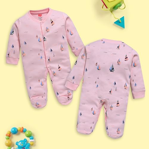 Image of LuvLap Baby Boys and Girls 100% Cotton Full Sleeve Romper /Bodysuit Pack of 3