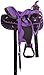 Western Horse Saddle Set, 15 inch, Black and Purple, Synthetic Leather with Crystal Studs (14