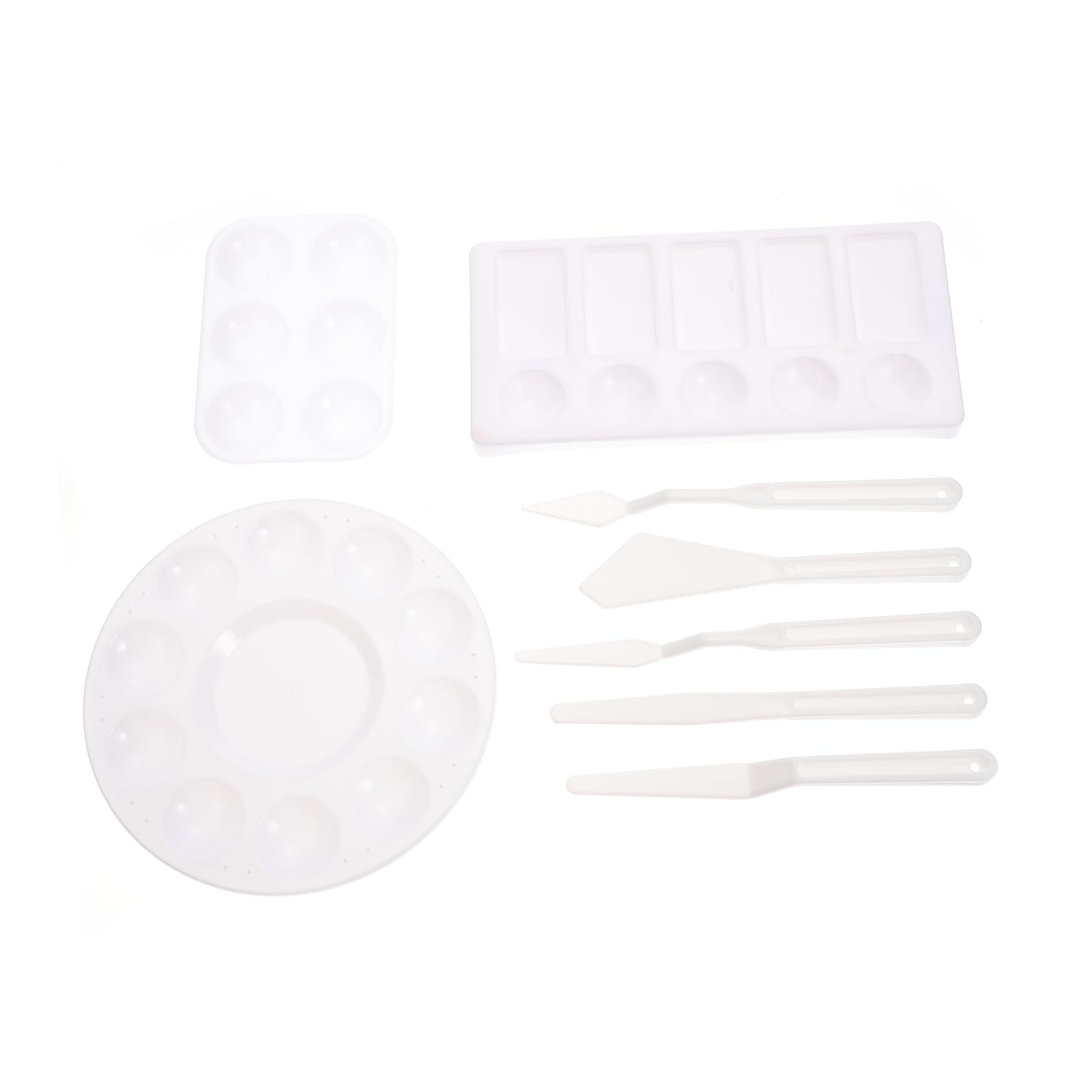 BEBEMOKO 1 Set Art Painting Color Mixing Tray Watercolor Pigment Trays with Scrapers for DIY Art Projects Durable Easy to Clean Painting Supplies