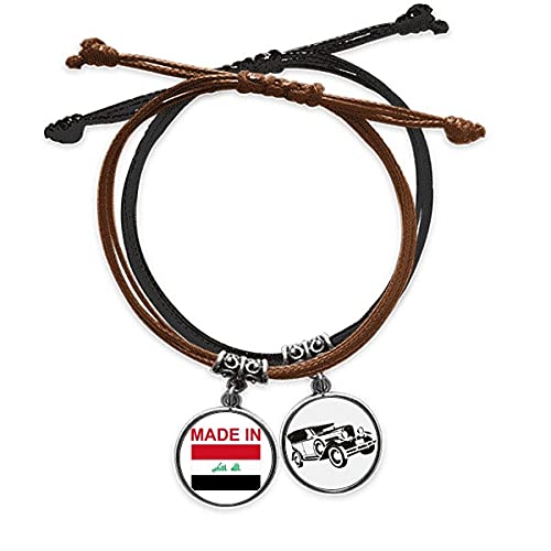 Bracelet corde main l'amour au Pays, un lien unique en cuir et chaîne Minibus à porter au quotidien