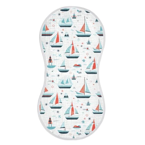 4Pcs Sailboat Burp Cloth,Unisex Large Absorbent Soft Cotton Muslin Burping Cloths for Newborn Boys Girls,11x22in,A1130673