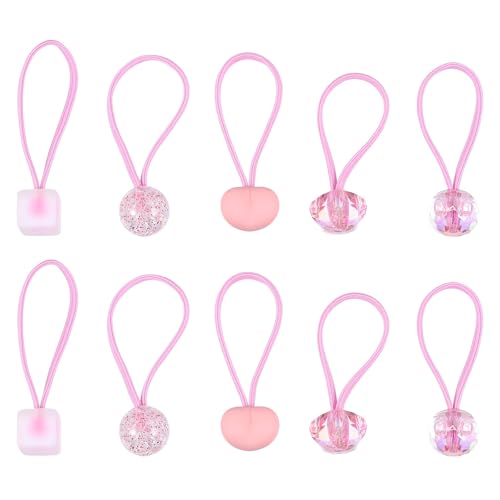 Anneome 10 Coleteros Elásticos Infantiles Rosa Corazón 10 Piezas para Niñas y Bebés Diademas Suaves y Decorativas para Uso Diario y Peinados Cómodos