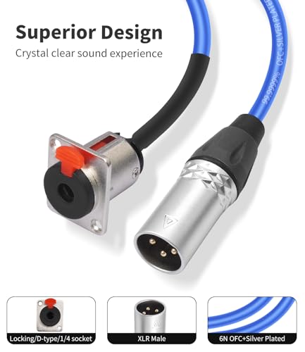 Cable audio Jack 6.35mm a XLR macho 0.6 m HUALEU miniatura 3