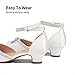 DREAM PAIRS Girls Dress Shoes Closed Toe Low Heels Ankle Strap Pumps for Toddler Little Big Kid Flower Party Wedding Princess,Size 4 Big Kid,White,SDFL2318K