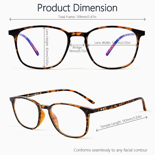 Image of Blue Light Blocking Glasses for Women Men, Square Thick Frame Anti Eyestrain & UV Glare JF6218