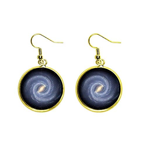 Pendientes de galaxia Planeta estrellas dorados estilo ear dangle para mujer moderna