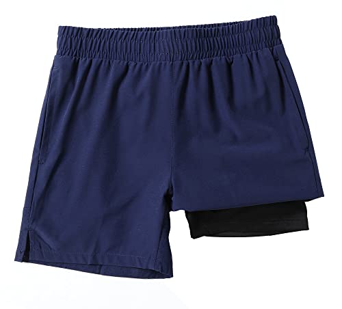 IRELIA Boys Box Brief Liner Compression Mesh Athletic Shorts Pocket Kids Quick Dry Active Sports Shorts with Reflective Strip Navy 14-16 - image 3