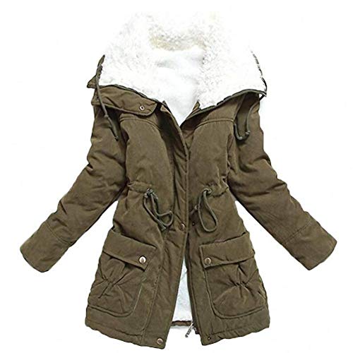 Liran Women's Winter Warm Wool Cotton-Padded Coat Parka Long Outwear Jacket US Large Armygreen