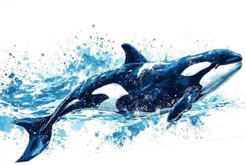 Peinture numéro adulte baleine pour décorer votre salon 70x140cm