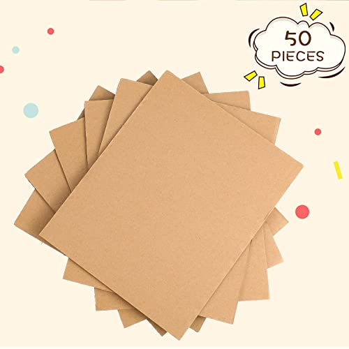 Image of 50 Pack Corrugated Cardboard Sheets Flat Hard Cardboard Inserts Back to School Classroom Supplies Flat Squares Separators for Shipping, Mailing, Packing, Art Projects, DIY Crafts(8 x 10 Inch,Brown)