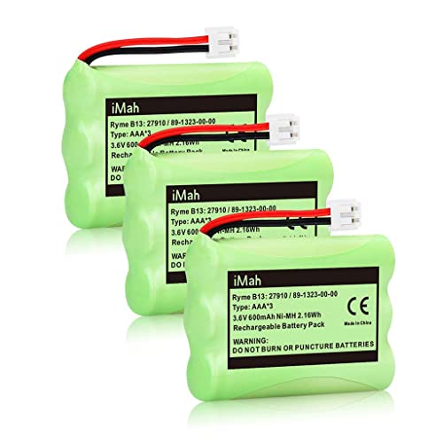 Imah 27910 Cordless Phone Battery 89-1323-00-00 Compatible With Vtech Mi6896 Motorola Sd-7501 At&T Sb67108 23-894 23-959 3Sn-Aaa55H-S-J1 Cph-464D | 3.6V Ni-Mh 600Mah, 3-Pack #TOP7