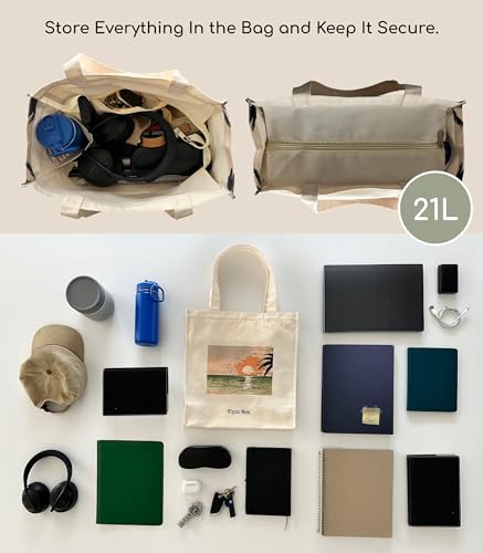 Bolso Tote de Lona con Bolsillo Interior con Cierre miniatura 4