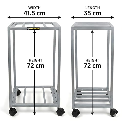 Image of Premium 2-Layer Water Dispenser Trolley Stand ? Strong Metal Frame with Locking Wheels | Fits 20L 25L Water Jars, Bottles & Cans | Silver Multipurpose Storage Rack(Silver)