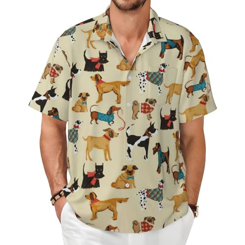 Chemise boutonnée à manches courtes homme en coton léger style décontracté avec poche