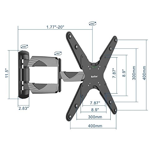 QualGear Qg-TM-A-012 Universal Ultra Slim Low Profile Articulating Wall Mount for 23-55 Inches LED TVs, Black [UL Listed] - Thumbnail 2