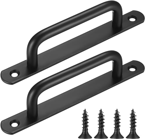 NBKJDSXL 2 Piezas Tiradores Puertas Correderas,Tirador de Puerta de Granero de Acero Inoxidable Negra, Manetas Puertas con Tornillos para Cocina Gabinetes Muebles Armario (160mm)