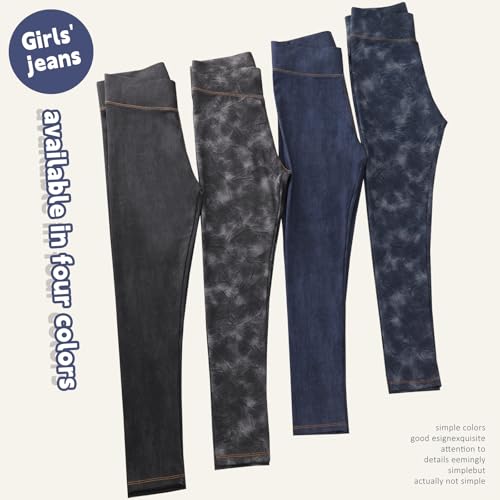 4 Pack Girls Jeggings Girls Imitation Denim Print Leggings Girl's Stretchy Pants Kids High Waist Slim Pants2