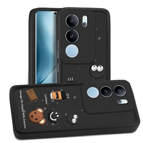 Image of AESTMO Back Case Cover for Vivo V29 / V29 Pro Cover | Cute Fun Cartoon 3D Ball | Coffee Silicone Case | Full Body Protection | Camera Protection Back Cover for Vivo V29 / V29 Pro (Black)