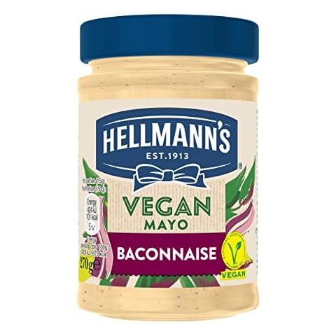 Hellmann's Vegan Baconnaise Mayo 100% plant based condiment for sandwiches, wraps and salads 270 g (Pack of 6) Cover