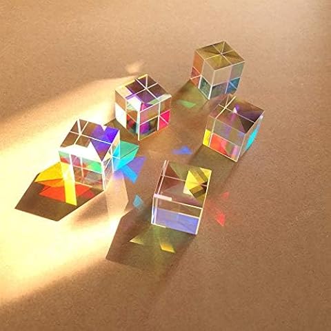 GARPROVM 3 Pcs Optical Glass X-Cube Prism RGB Dispersion Prism Physics and Decoration Light Spectrum Educational Model Cute Small Size 8mm Cover