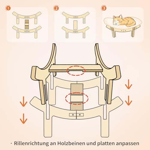 CheerPals Erhöhtes Katzenbett Blumenform, 55cm L&W Großes Katzensofa, Stilvoll Katzenstuhl mit Hochelastischer Weich Kissen, Katzenmöbel zum Schlafen für Alle Katze