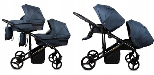 BabyLux® Carrito de Bebé para Gemelos Sistema de Viaje Set 2 en 1 - Duo - Antracyt -incl. Capazo, Silla de Paseo - Cochecito - Bolso cambiador, Cubierta para la lluvia, Mosquitera, Portavasos etc BabyLux® Carrito de Bebé para Gemelos Sistema de Viaje Set 2 en 1 - Duo - Antracyt -incl. Capazo, Silla de Paseo - Cochecito - Bolso cambiador, Cubierta para la lluvia, Mosquitera, Portavasos etc