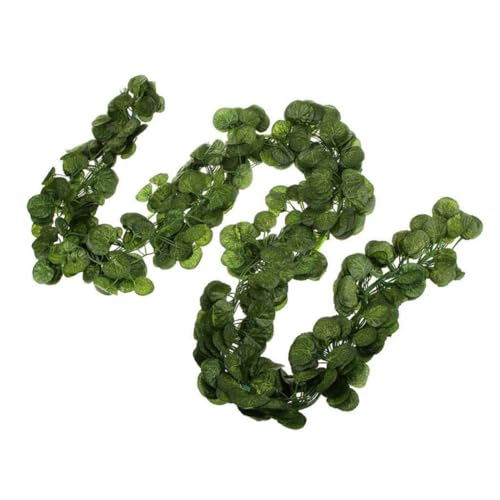 TOPPERFUN 12pcs Artificial Pumpkin Leaf Hanging Garland Vine Plants Decor 170pcs Silk Leaves Each, 6.5ft Green Faux Foliage for Café and Outdoor Decoration
